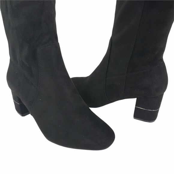 Alfani Boots Womens 6 M Black Over-the-Knee Novaa Faux Suede Square Toe - Picture 10 of 10